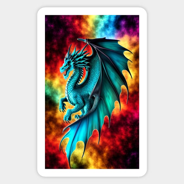 King Dragon Fire Turquoise Sticker by ShopSunday